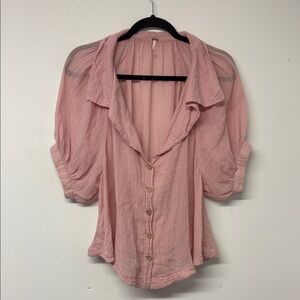 Free People Blush Button-Up Blouse
